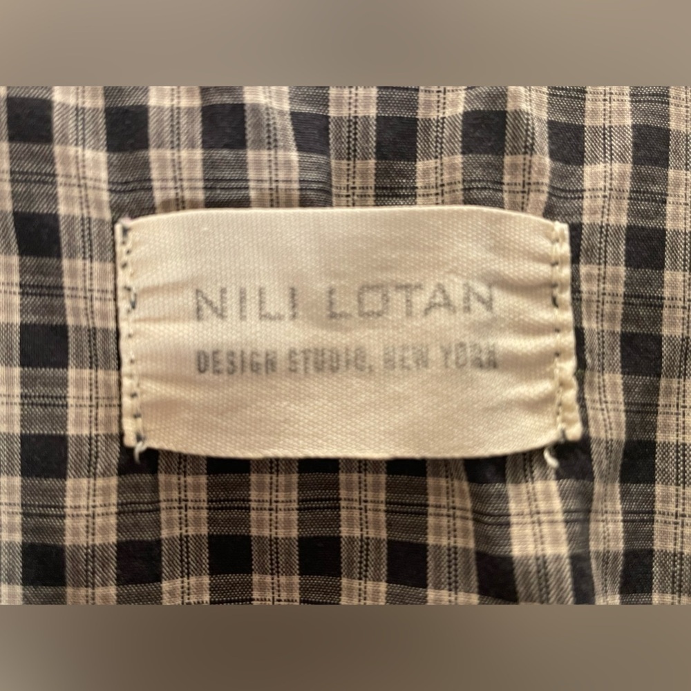 Nili Lotan Black and White Gingham Midi Dress with Hood - Picture 7 of 9
